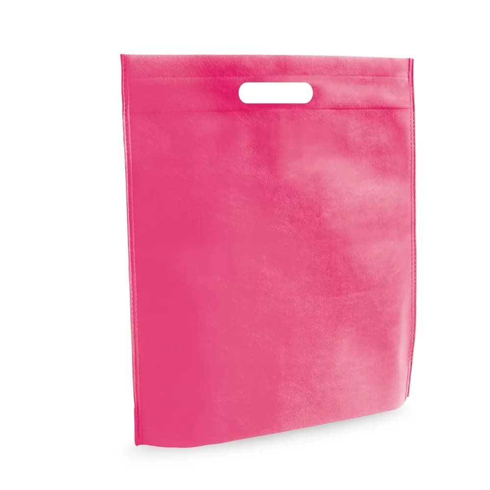 Sacola Stratford em TNT na cor rosa com alça vazada em fundo branco